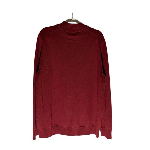 L.L. Bean Burgundy Red 100% Merino Wool Long Sleeve 1/4 Zip Sweater, XL - Picture 2 of 11